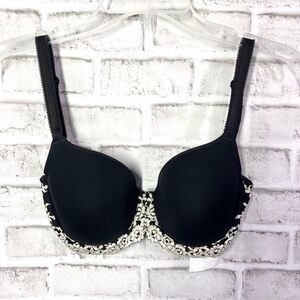 NWT🤩 |•WACOAL•| Macy's Pretty Black Bra Size 32DD / 32E